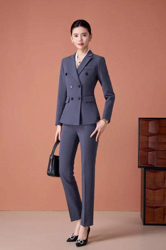 Fashionable professional women's two-piece suit jacket + trousers, elegant elegant. 2025 autumn/winter new styles