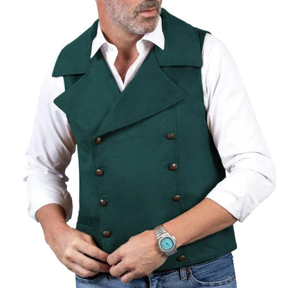 Men's Formal Vest Double Button Frosted Velvet Waistcoat for Weddings and Banquets