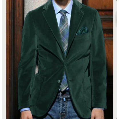 Men's Velvet Blazer Single-Breasted Slim Fit Sport Coat for Business and Formal Occasions