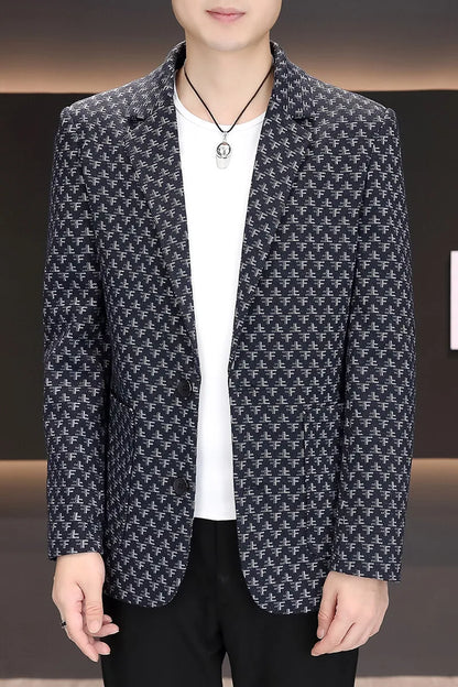 2025 Spring Autumn Letter Printed Suit Jackets Men Korean Fashion Slim Fit Blazer Masculino Casual Business Social Dress Coats
