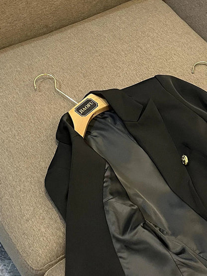 Business Commute Style Women's Long Sleeve Double-Breasted Suit Slim Fit Waist-Cinching Outerwear Fashion D9986