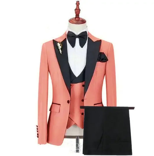 Custom Made Navy Blue Wedding Suits For Men Slim Fit Prom Party Suits Groom Tuxedos 3 Pieces Formal Men Suits Jacket+Pants+Vest