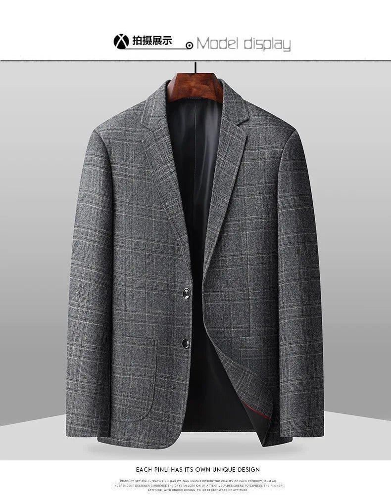 Blazer's New Outdoor Men's Fashion, Sporty and Slimming British Style Business Gentleman's Versatile Wedding Checkered Blazer