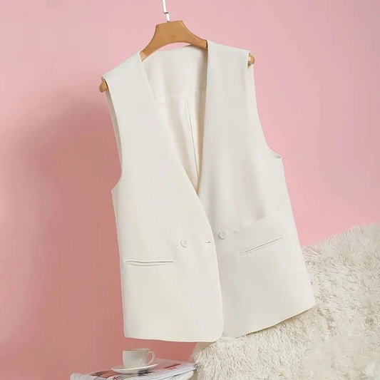 Fashion Suit Vest New Women Waistcoat Spring Autumn Casual Vests Coats Sleeveless Jacket Female Tops Chaleco Mujer High-Quality
