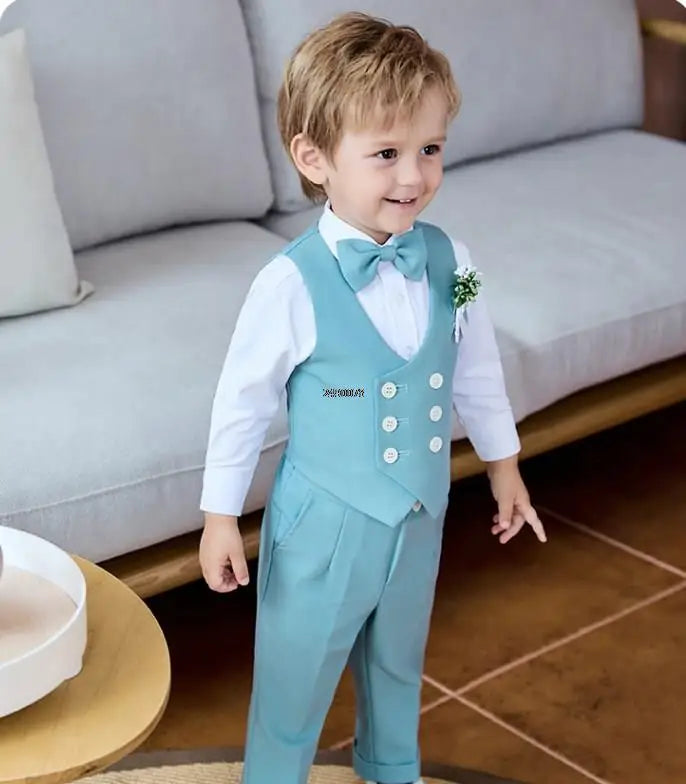 Boys Formal Suit Set – Vest, Pants & Bowtie for Kids