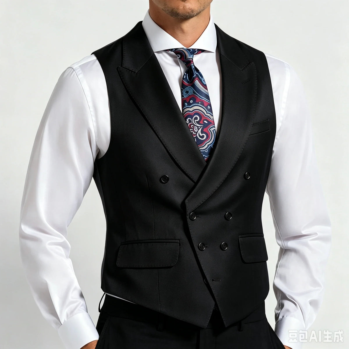 Men's Formal Vest Double Breasted Waistcoat for Weddings Banquets and Business