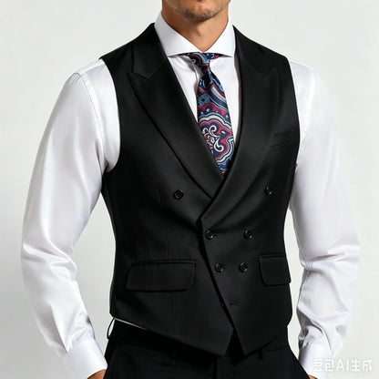 Men's Formal Vest Double Breasted Waistcoat for Weddings Banquets and Business