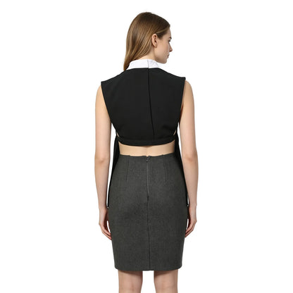 Women Clergy Sleeveless Vest Top with White Collar