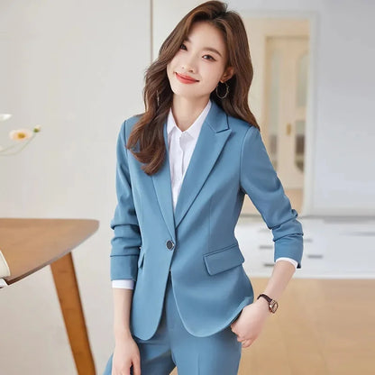 2025 Fashion Black Women Pant Suit 2 Piece Set Office Ladies Female Business Work Wear Formal Blazer Jacket And Trouser