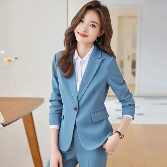2025 Fashion Black Women Pant Suit 2 Piece Set Office Ladies Female Business Work Wear Formal Blazer Jacket And Trouser