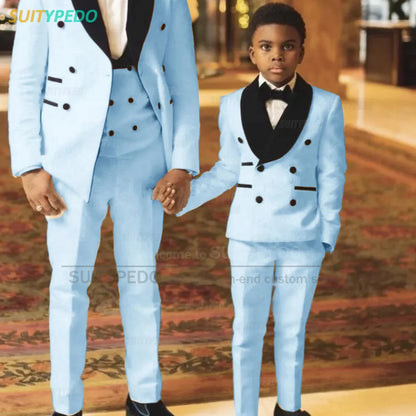 Fashion Boys Suit Sets Jacquard Shawl Lapel Jacket Wedding Flower Boy Costume Children Custom Suitable Blazer Vest Pants 3 Pcs