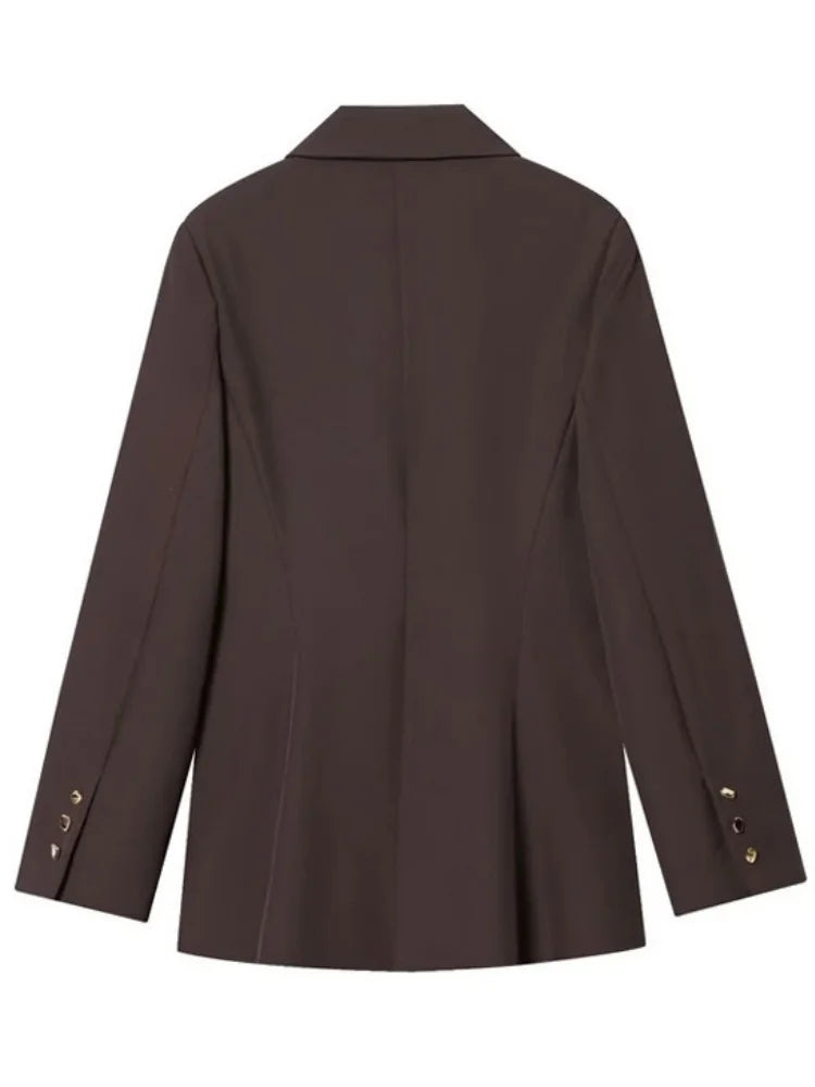 Women Asymmetric Buckle Blazer Elegant Wrap Suit Jacket Slim Waist Tailored Office Lady Workwear Fashion Blazer Coat