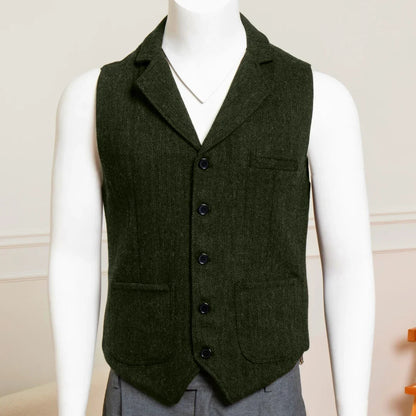 Men's Formal Vest Single Breasted Lapel Waistcoat for Weddings & Business