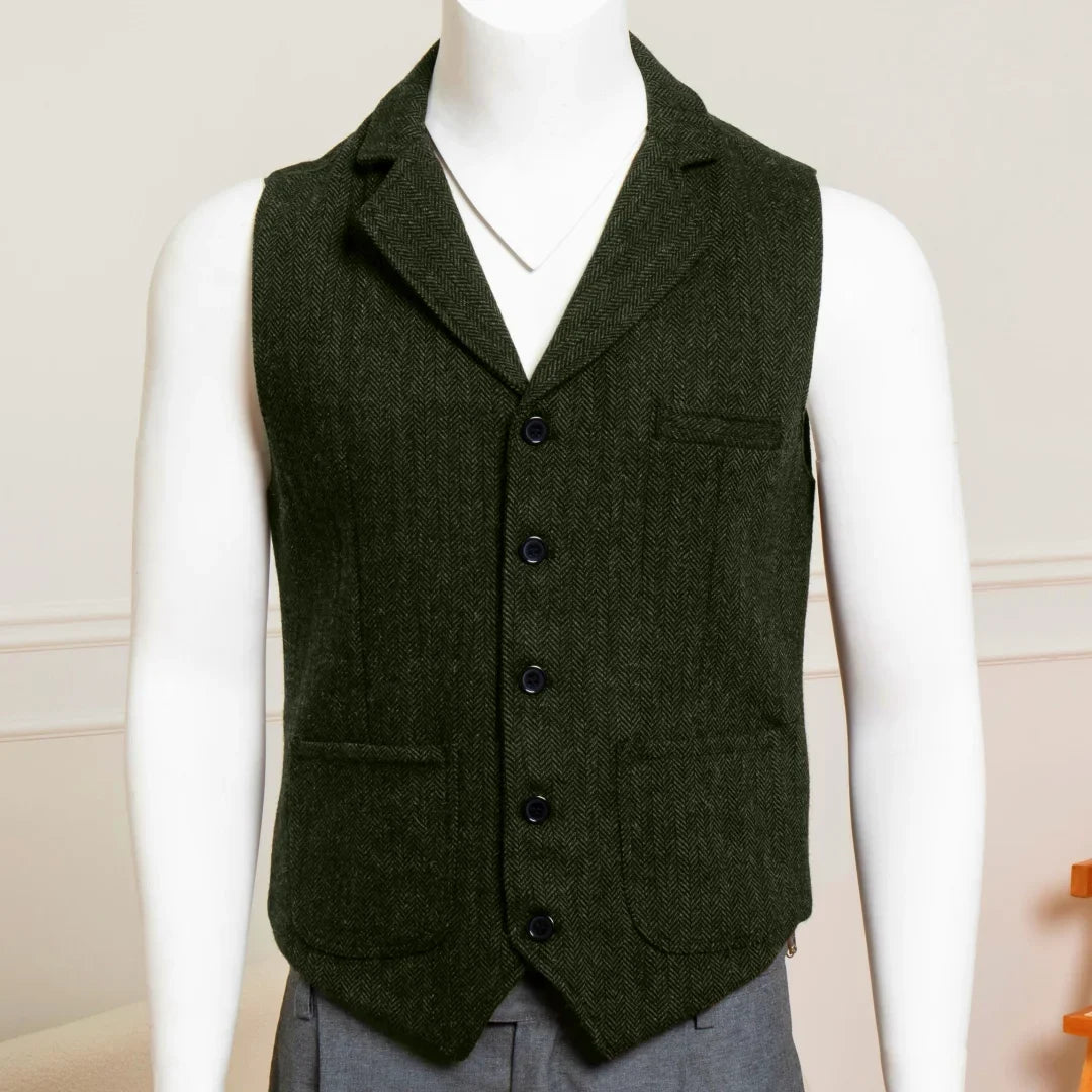 Men's Formal Vest Single Breasted Lapel Waistcoat for Weddings & Business