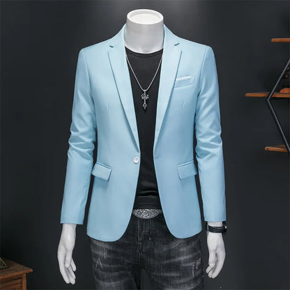Men's Slim Fit Single-Breasted Blazer for Business Casual and Wedding Occasions
