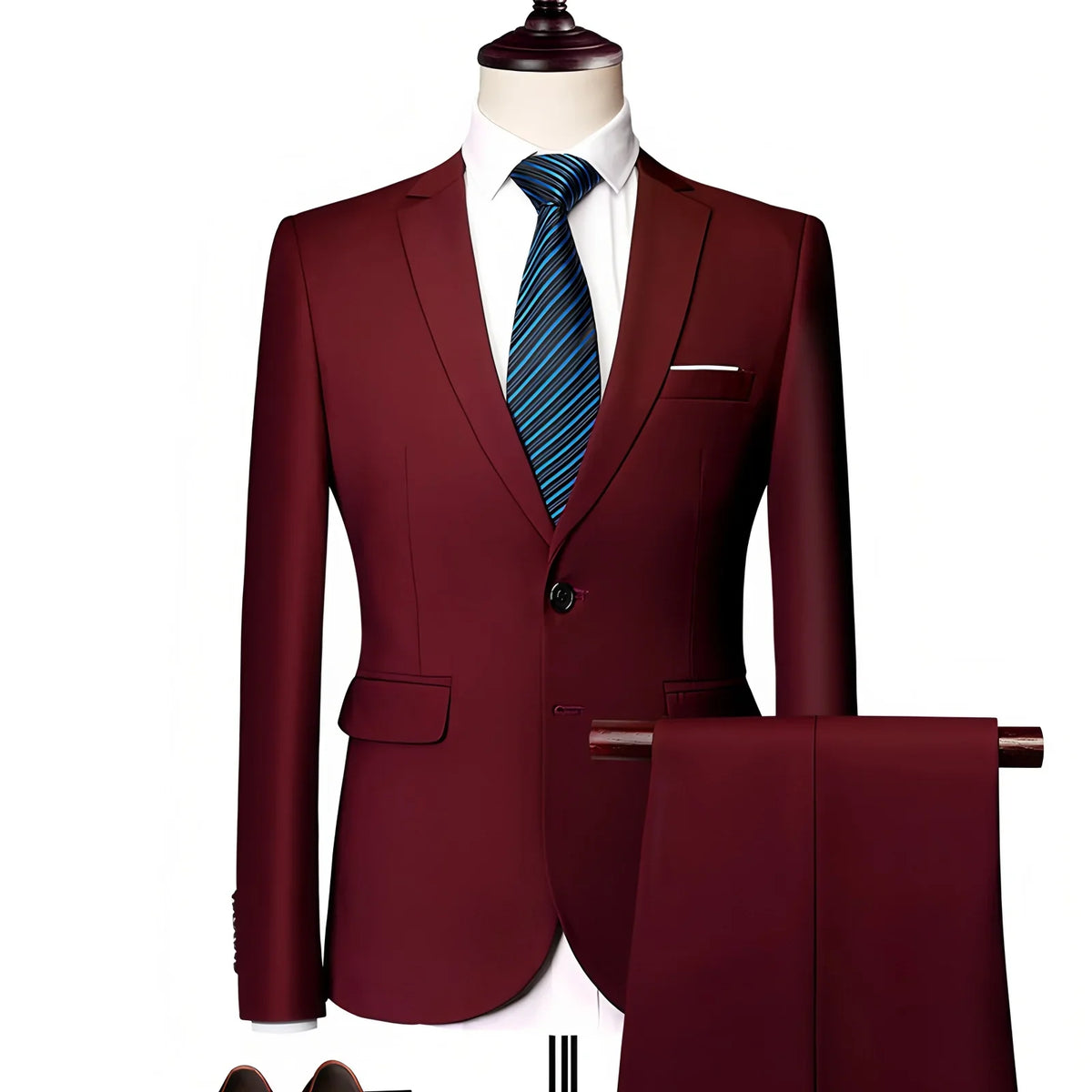 Men's 2 Piece Suit , Two Button Slim Fit Solid Jacket and Pants Set, Suits for Men Prom Party Wedding & Business