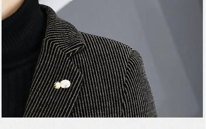 Blazer Autumn and Winter Men Fashionable Outdoor Wedding Slimming Business Casual Korean Version Golden Mink Velvet Girl Blazer