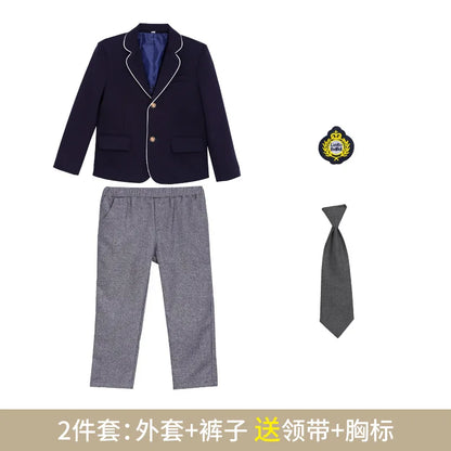 Kids School Uniforms Girls British Japanese Navy Jacket Suit Dress Boys Blazer Formal Outfits Chidren Student Clothes Class Sets