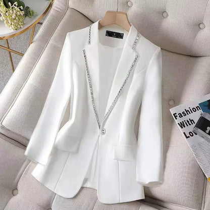Over Glitter Diamond Female Coats and Jackets Black Long Sequin Jacket Dress Outerwear White Clothing Women's Blazers New In