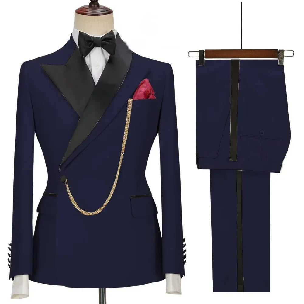 Slim Fit Monochromatic Terno De Trespassado for Men Jacket And Pants Wedding Groomsmen Formal Ternos Dinner Smalking Suit