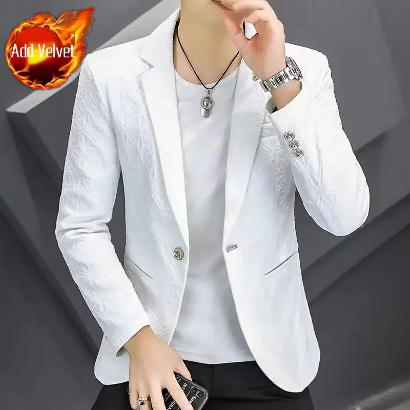 Men's Slim Fit Blazer – Single Button Casual Suit Jacket for Autumn & Winter