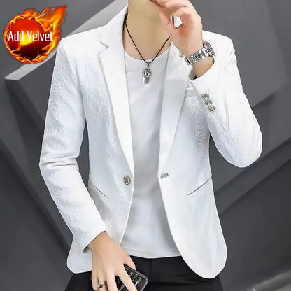 Men's Slim Fit Blazer – Single Button Casual Suit Jacket for Autumn & Winter
