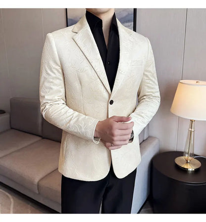 British Style Velvet Men Blazers Autumn Winter Slim Fit Casual Business Suit Jackets Wedding Groom Banquet Formal Coats
