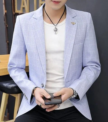 Party Linen Gray Men's Suit Jackets Single Breasted Coat Male Blazer Summer New in Simple Clothing Fashion 2025 Casual Classic