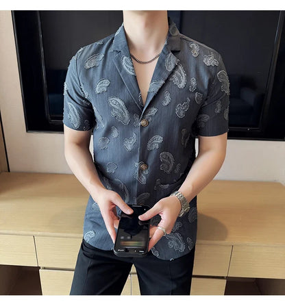 Summer Thin Ice Silk Without Lining Suit Coats 2025 New High-end Fashion Jacquard Casual Social Shirt Coat Men Clothing 4XL-M
