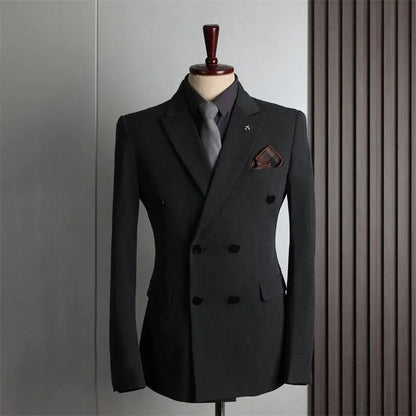 Men's 2-Piece Beaded Crystal Double Breasted Slim Fit Tuxedo Suit – Wedding Groom Dinner Prom