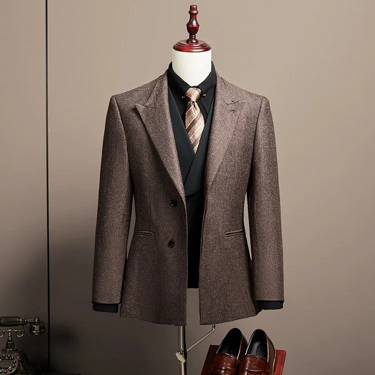 Men's Large Size Autumn Blazer – Smart Casual Polyester Suit Jacket