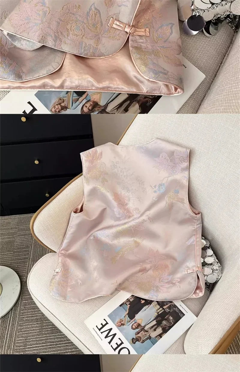 Female High-end Jacquard Waistcoat Coat Spring Autumn Women Leisure Sleeveless Jacket Retro Lady Large Size 4XL Vest Tops