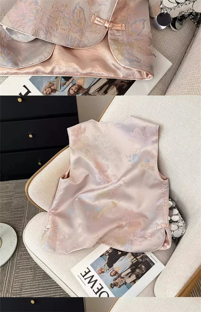 Female High-end Jacquard Waistcoat Coat Spring Autumn Women Leisure Sleeveless Jacket Retro Lady Large Size 4XL Vest Tops