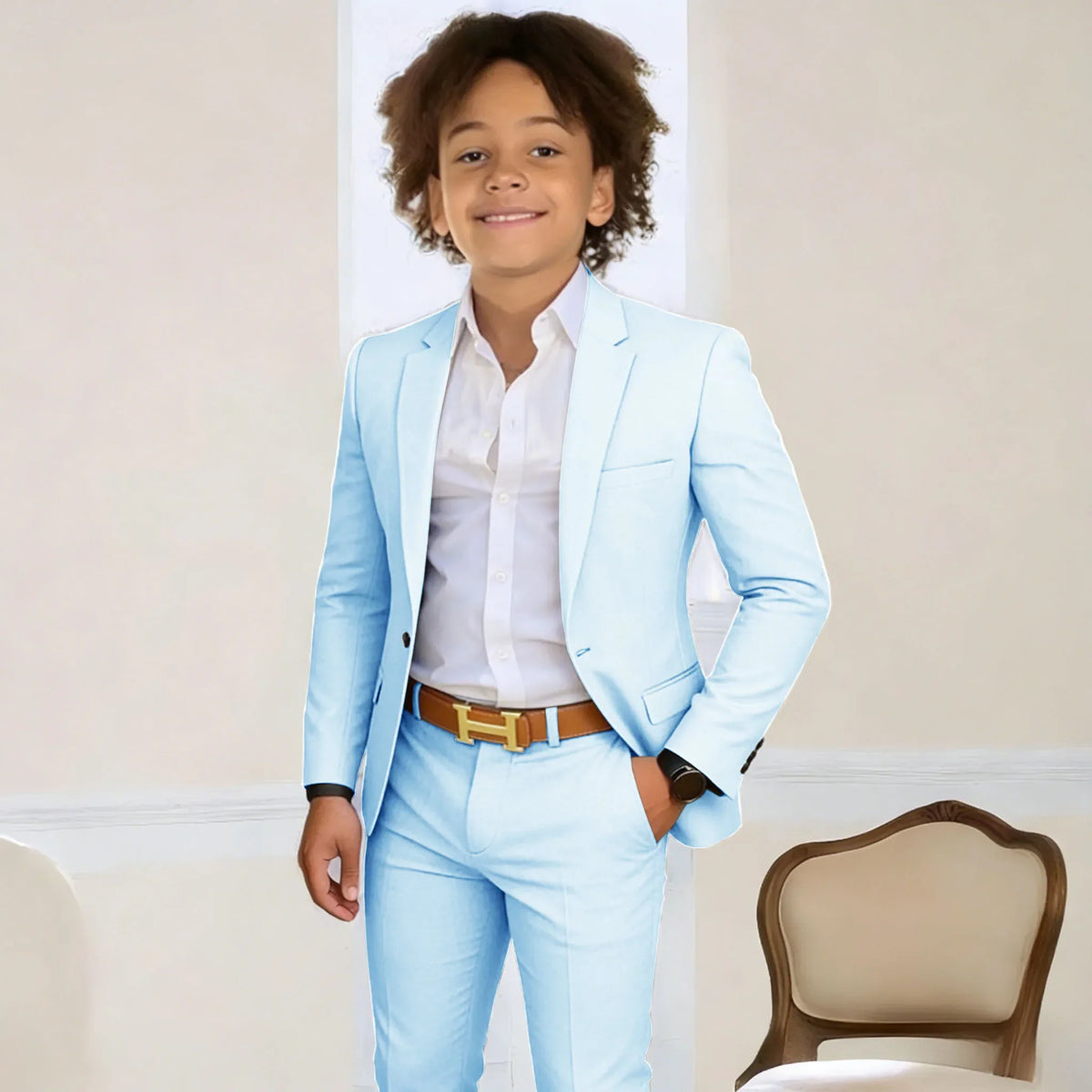 Suit For Boys 2-16 Years Blazer Pant Set 2 Piece Slim Fit Casual Beige Wedding Suit Set Birthday Stage Performance Costumes