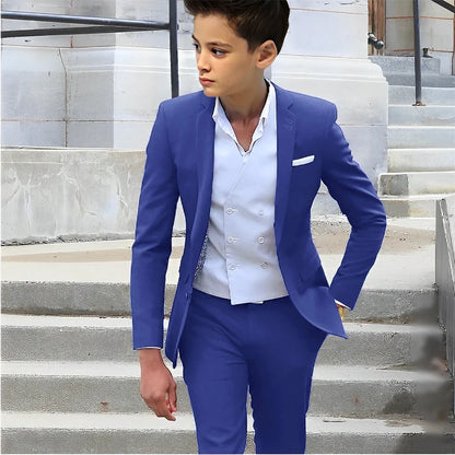 Formal Boys Slim Fit Suits 2 Pieces Birthday Party Tuxedo,Smart Handsome Kids Suit Set Wedding Guest Outfit Plus Size 2-20T