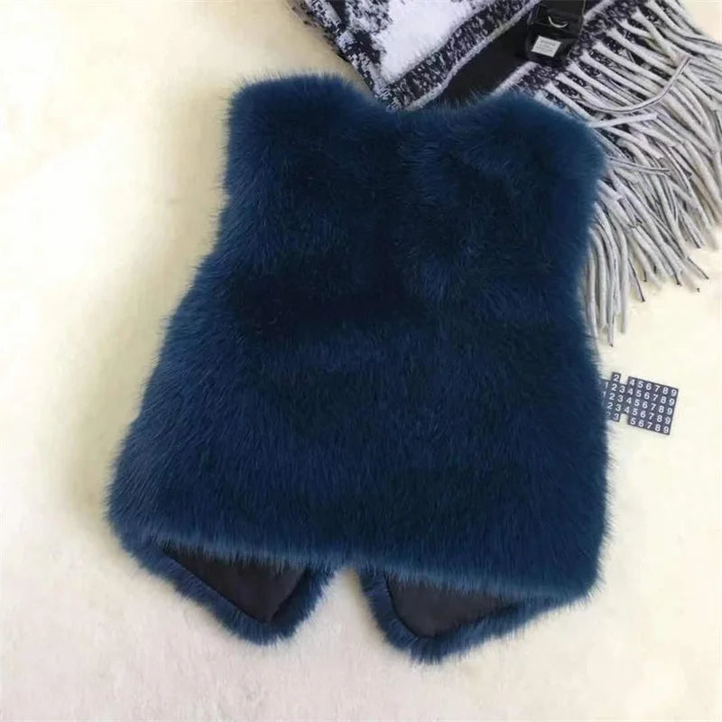 Women Fur Vest New Autumn Winter Female Waistcoat Korean Warm White Black Pink Faux Fur Jacket Fashion Tank Top Sleeveless Coats