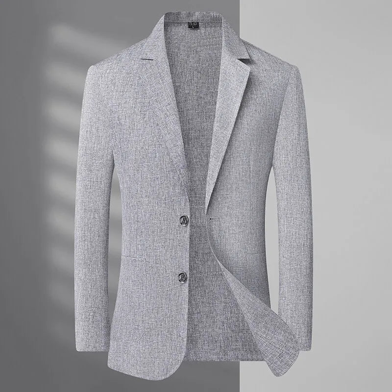 A fashionable and stylish men's sun-protective suit with a linen collar and two buttons, along with a sun-protective jacket