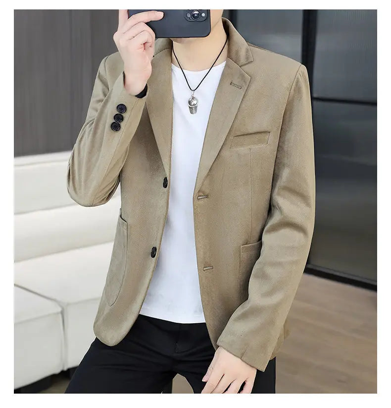 Blazer Men's Fashion Business Gentleman Groom Professional Gentleman Form-fitting Versatile Casual Formal Wear High-end Blazer