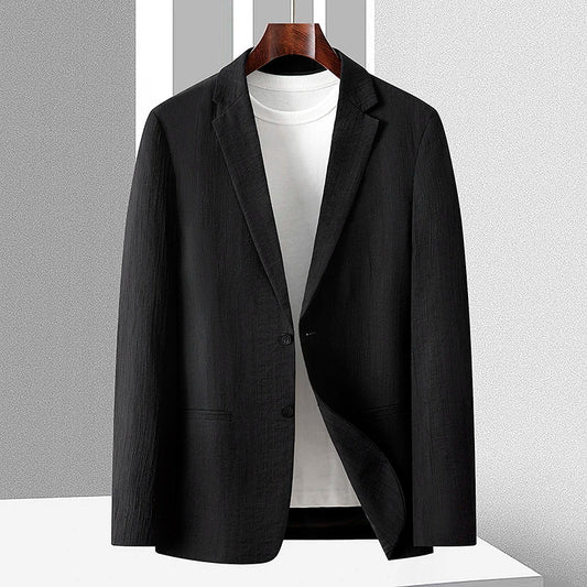 Spring and autumn business casual men's stylish and handsome business versatile cotton-linen silk suit top
