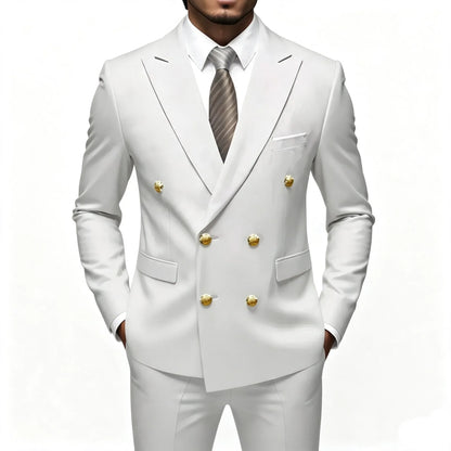 Costume 2 pièces ajusté pour homme, veste de costume et pantalon assorti, pour tenue de cérémonie, d'affaires ou de mariage