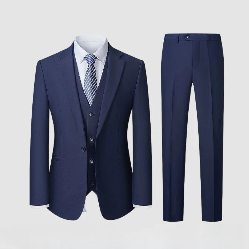 Men's Smart Casual Suit Set – Pure Color Single Breasted Business Formal Wedding Dress Suit for Men