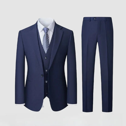 Men's Smart Casual Suit Set – Pure Color Single Breasted Business Formal Wedding Dress Suit for Men