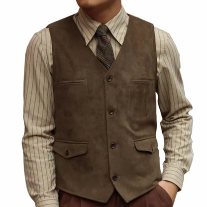 Men Vest Single Button Velvet Waistcoat for Wedding Banquet and Business Formal