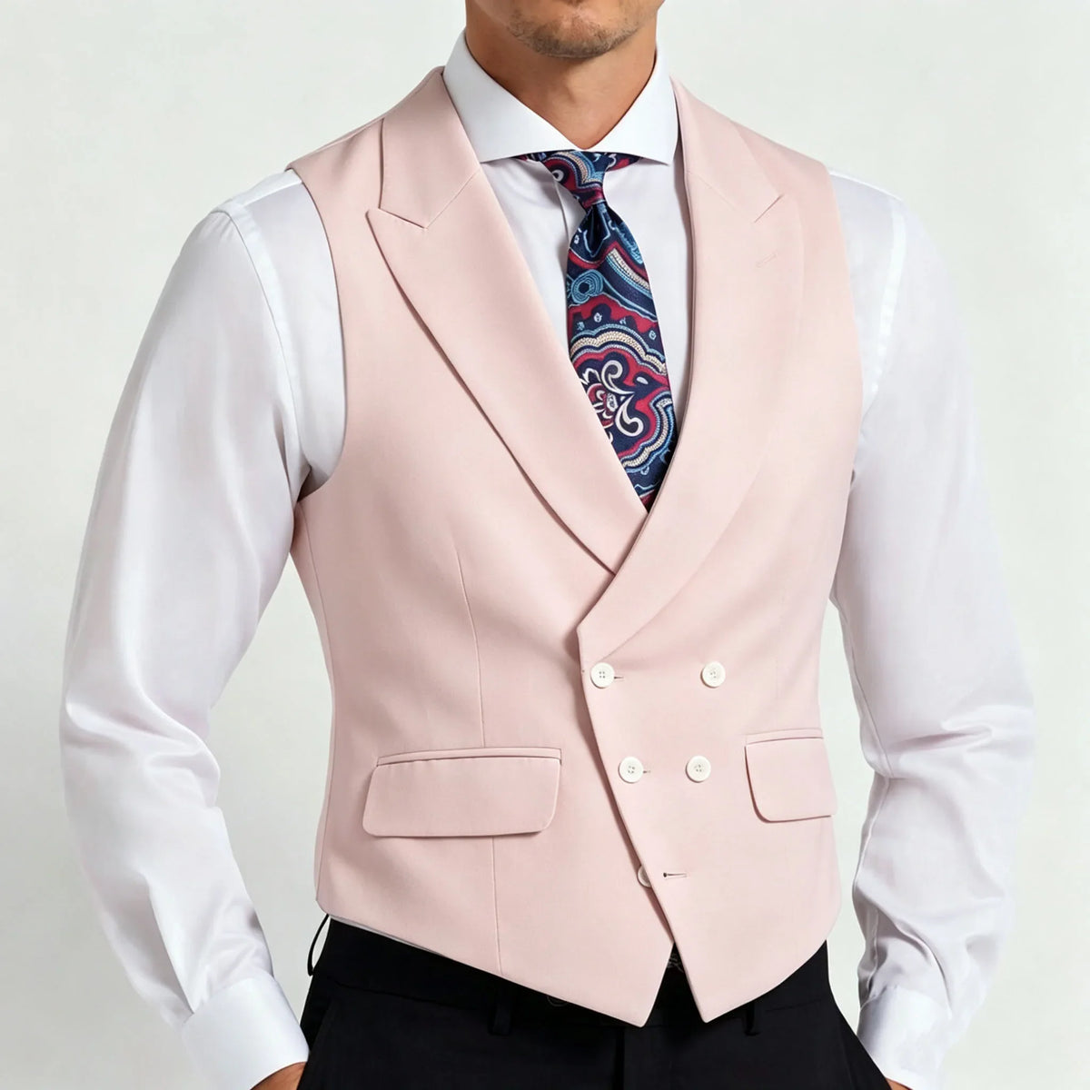 Men's Formal Vest Double Breasted Waistcoat for Weddings Banquets and Business