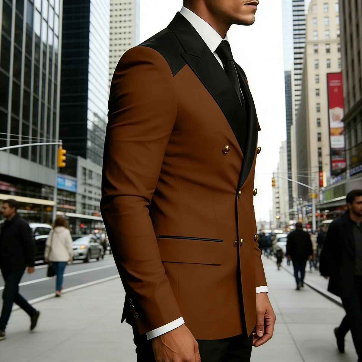Men's Double Breasted Blazer Slim Fit Contrast Color Suit Jacket Business Casual Formal Wear for Wedding Prom Party Sport Coats