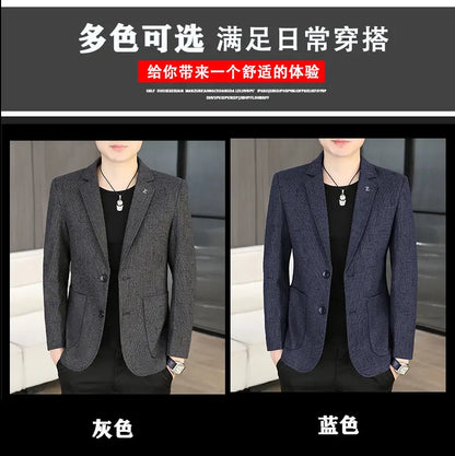 Blazer Men's Fashion Business Outdoor Travel Solid Color Trendy Wedding Youth Slimming Versatile Casual High Formal Wear Blazer