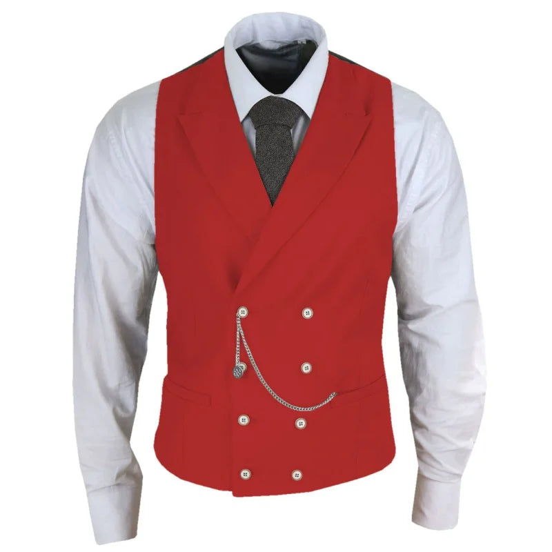 Men's Formal Satin Vest | Double Breasted Waistcoat for Wedding, Banquet & Business