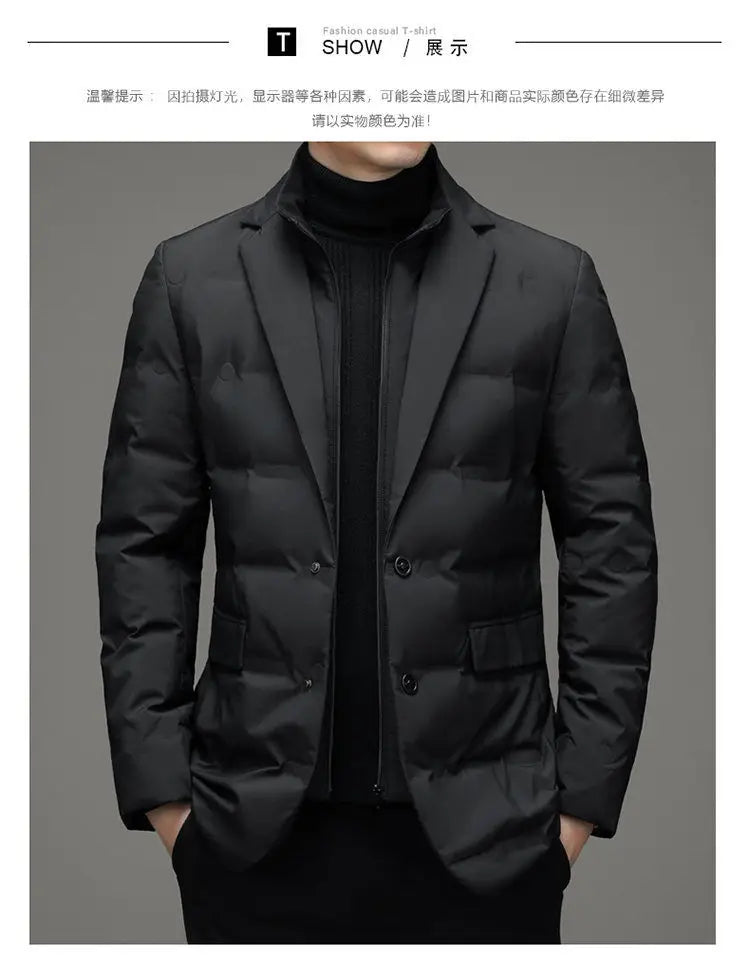 High Quality Men's Handsome down Jacket with Scarf Collar M-6XL Big Plus Size for Middle-Aged Dad Fashionable Outerwear