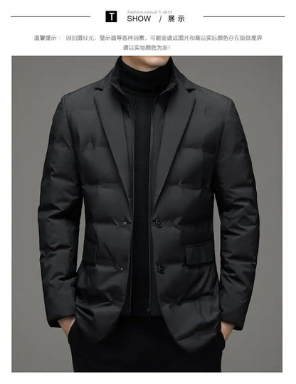 High Quality Men's Handsome down Jacket with Scarf Collar M-6XL Big Plus Size for Middle-Aged Dad Fashionable Outerwear