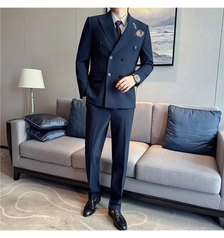 Classic Striped Wedding Suit Set Men 3 Piece Set (jacket+vest+pant) Business Formal Casual Suits Office Party Prom Groom Suit